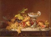 Sudfruchte mit Milchglasschale in Muschelform, Johann Wilhelm Preyer